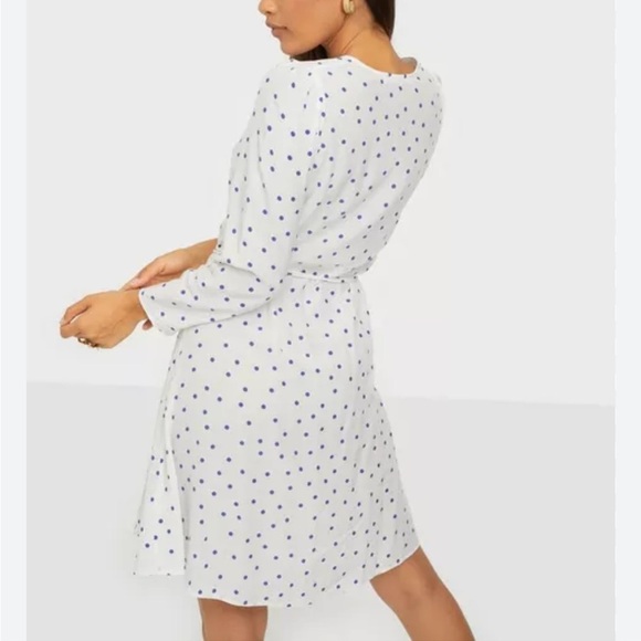 Samsoe Samsoe Britt s Wrap Dress Clematis Dot Mini Dress Size L - Picture 12 of 13